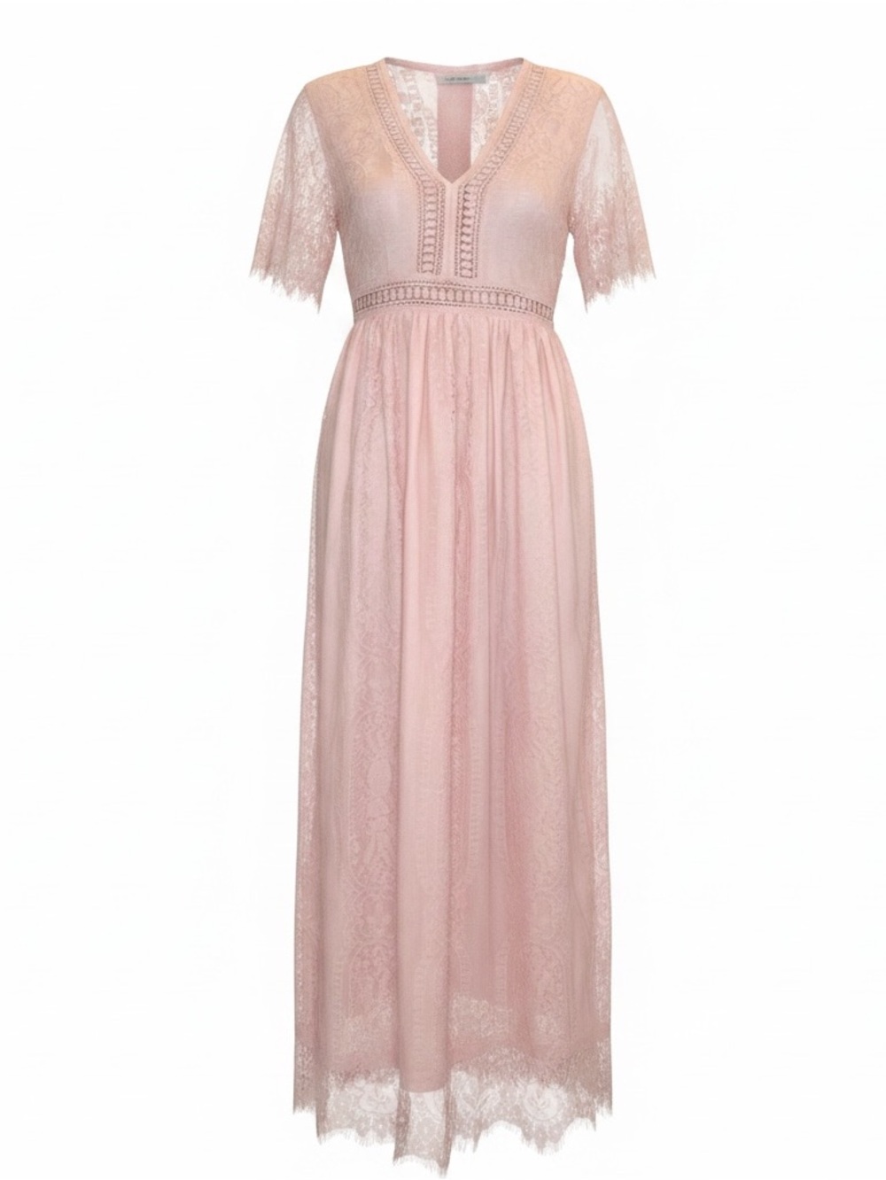 Women's Blush Pink Lace Maxi Dress Medium